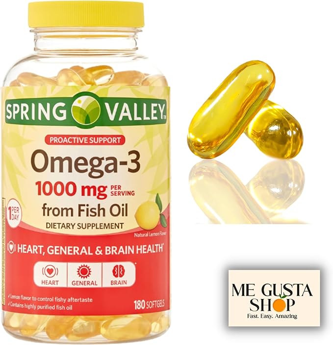 Spring Valley Omega-3 Fish Oil Soft Gels 1000 mg 180 Count + me gustas Sticker