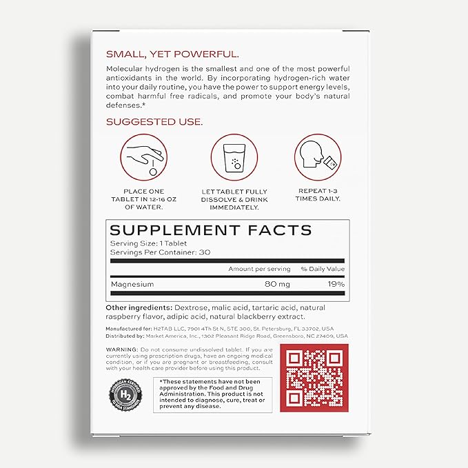 Molecular H2TAB Hydrogen Tablets Bundle – Raspberry &amp Unflavored – 12 PPM Molecular Hydrogen with Magnesium – 60 Tablets Total – Antioxidant Support for Energy Recovery &amp Brain Function