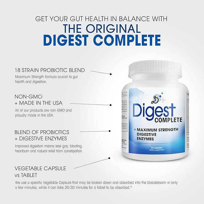 Digest Complete 2-in-1 Probiotic Digestive Enzymes 60 Capsules