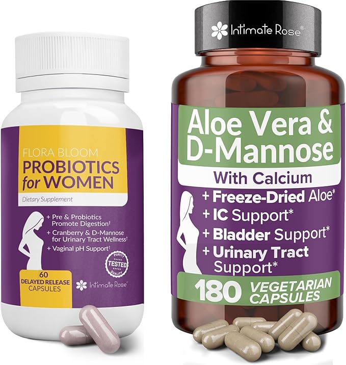 Probiotics for Women with Aloe Vera and D-Mannose for Complete Wellness That Supports: UTI BV YI and Vaginal Health and is Non-GMO - Vegan with 240 Veg Pills