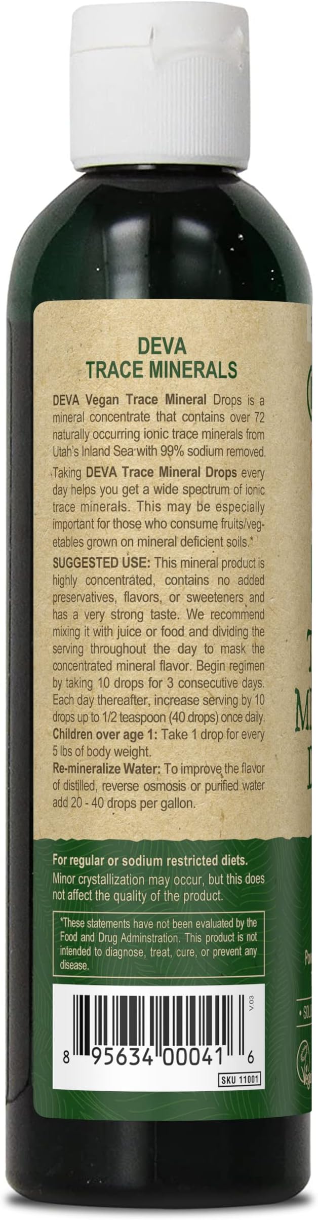 DEVA Vegan Ionic Trace Mineral Drops Low Sodium pH Balancing 96-Day Supply 8 Fl Oz
