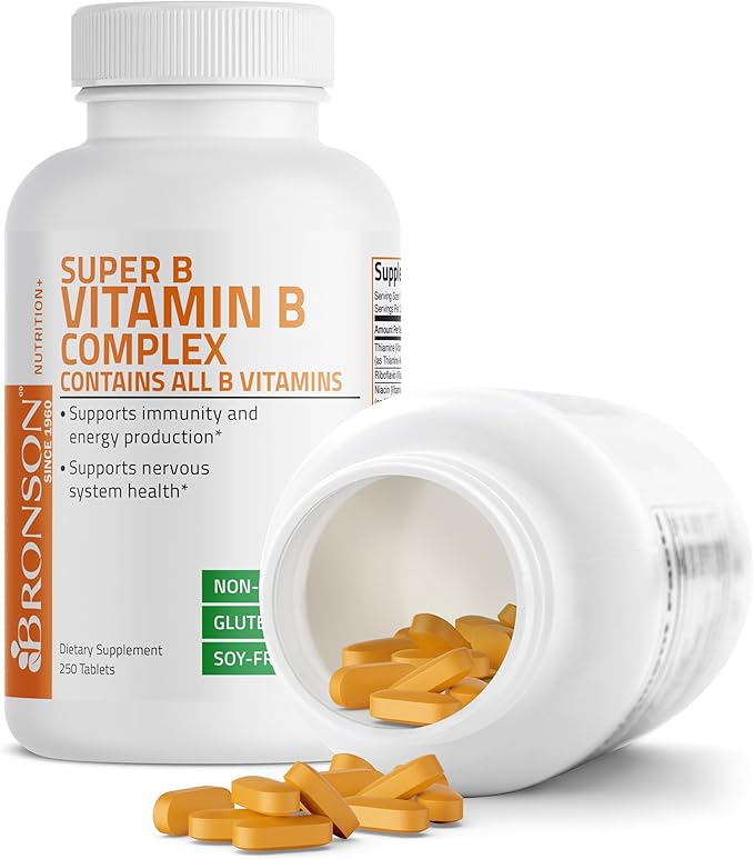 Bronson Vitamin B Complex (Vitamin B1 B2 B3 B6 B9 - Folic Acid B12) 250 Tablets