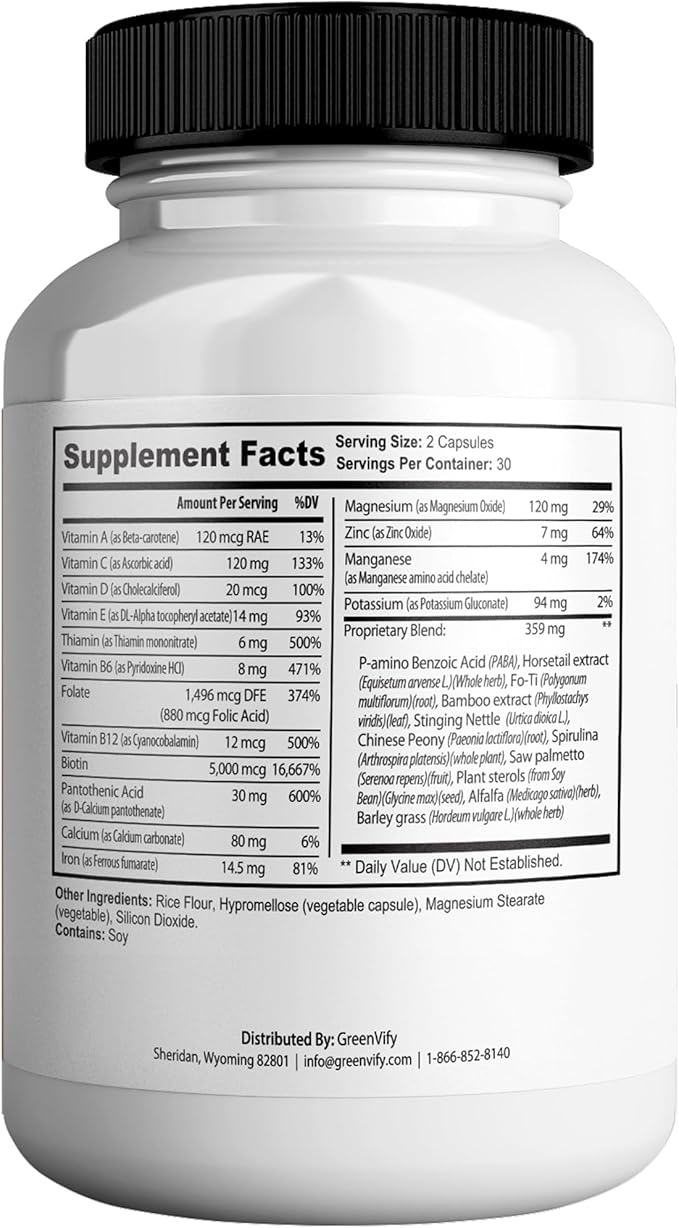 ReFirmanceMax Hair Growth Supplement 60 Capsules with Biotin 5000mcg Vitamins B12 Calcium Saw Palmetto 30 Day Supply (2)