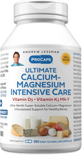 ANDREW LESSMAN Ultimate Calcium-Magnesium Intensive Care with Vitamin D3 &amp K2 MK7-120 mcg - 360 Capsules – Bone and Skeleton Health Essentials. Gentle Easy to Swallow Super Soluble. No Additives