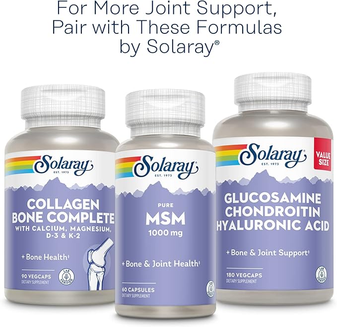 SOLARAY Glucosamine Sulfate 1500mg Healthy Joint Support Supplement Powerful Connective Tissue and Joint Health Formula with Turmeric &amp Boswellia 60-Day Money Back Guarantee 60 Serv 120 VegCa
