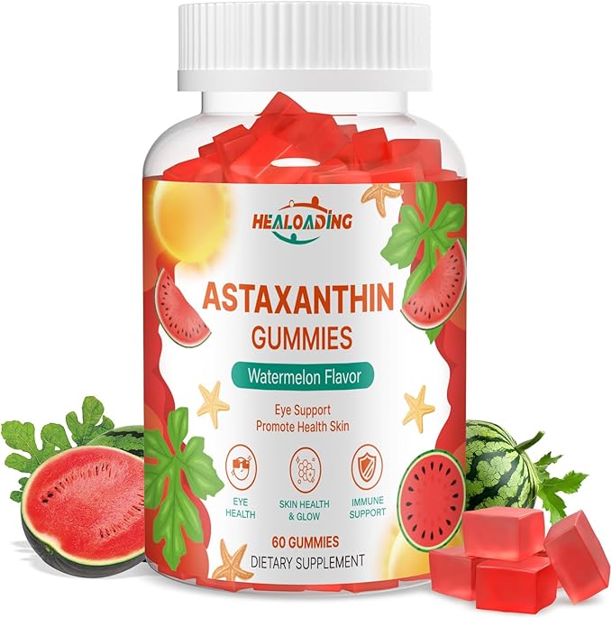 Astaxanthin 12mg Supplements Gummies: Antioxidant Supplement to Support Eye Skin Joint &amp Immune System Health Non-GMO &amp Gluten-Free (60 Gummies)