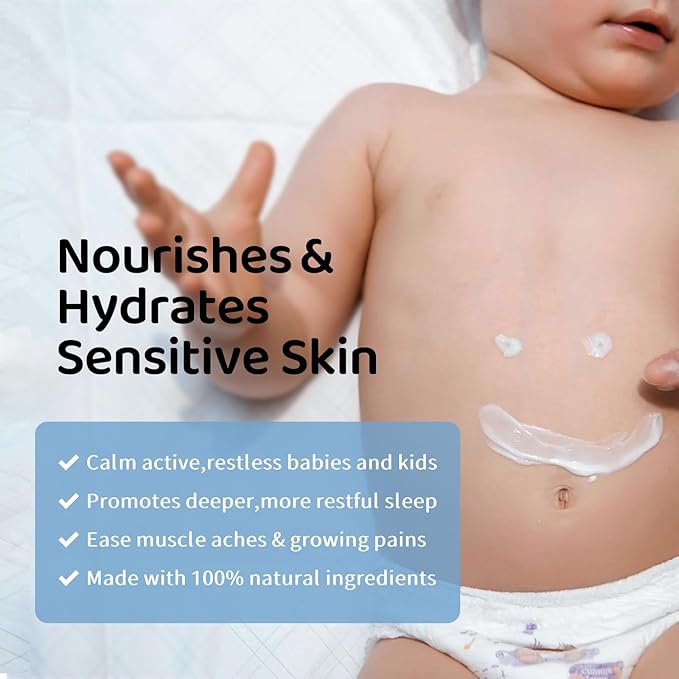 Magnesium Lotion for Kids - Organic Magnesium Lotion for Babies - Soothing Relief &amp Relaxation - Topical Magnesium Cream Calms Children at Bedtime &amp Night - Without Melatonin (4 oz)