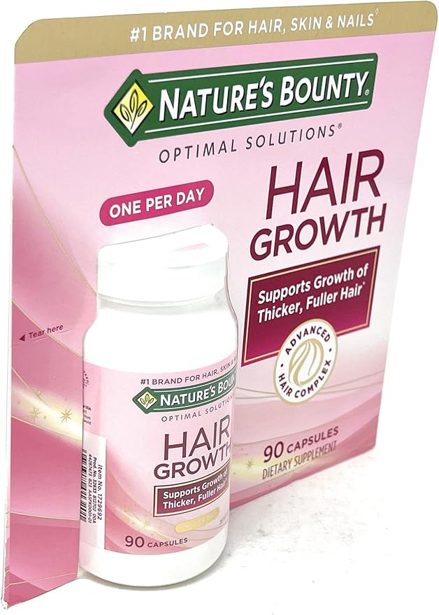 Nature's Bounty Hair Growth Supplement 1 Per Day Clinically Shown to Support Thicker Fuller Hair with Biotin Silicon &amp Arginine 90 Capsules