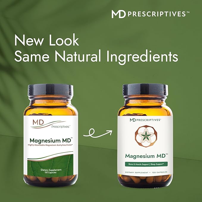 MD Prescriptives - Magnesium MD - Highly Absorbable Dietary Magnesium Supplement with Glycinate &amp Acetyl Taurinate - 120 Capsules