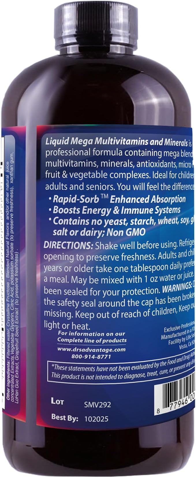 Drs Advantage - Liquid Mega MultiVitamins and Minerals 32oz [Health and Beauty]