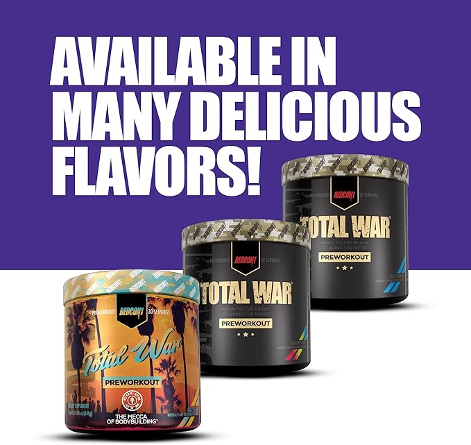 REDCON1 Total War Pre Workout Sour Gummy Bear - Fast Acting Caffeinated Preworkout for Men + Women with Beta Alanine - Contains Citrulline Malate for Increased Pump Blood Flow (30 Servings)
