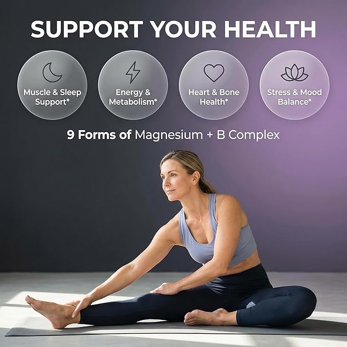 Clean Nutraceuticals Magnesium Complex with Magnesium Glycinate Citrate Malate Oxide Taurate Aspartate Orotate &amp Mag Chloride Zinc Copper Manganese &amp Vitamin C B1 B2 B6 B12 Complex - 1Pack