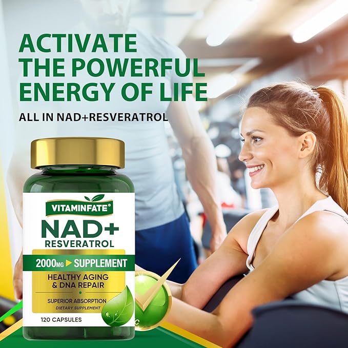 NAD+ Supplement 2000 mg - 120 Capsules True NAD+ &amp Resveratrol NMN Alternative Supports Anti-Aging Cellular Energy &amp Repair Metabolism &amp Brain Boost for Men &amp Women