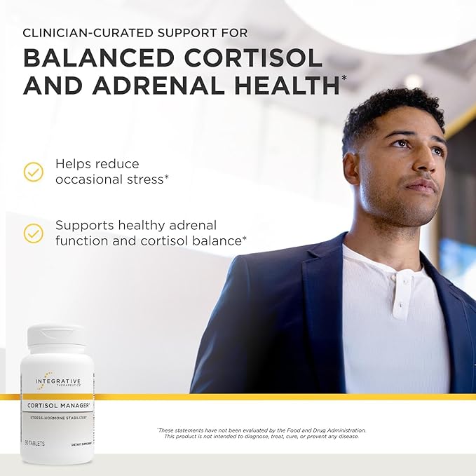 Integrative Therapeutics Cortisol Manager - Balance Cortisol &amp Support Relaxation for Restful Sleep* - Includes Ashwagandha &amp L-Theanine for Confidence with Less Stress* - 90 Tablets (45 Servi
