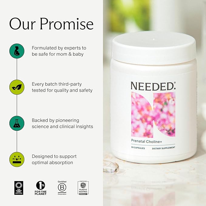 Needed. Prenatal Choline+ Liquid Capsules for Cognitive Development - Choline Supplements For Pregnancy - Aids Baby Brain Development &amp Supports Healthy Pregnancy - Third Party Tested - 30 Liquid