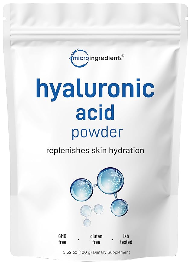 Hyaluronic Acid Serum Powder 100 Grams | Low Molecular Weight Cosmetics Grade | Skin Hydration and Moisture Support Supplements | Vegan Water Soluble (Within 2 Hours)