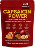 Capsaicin Power - Cayenne Pepper Softgels Supplement Supports Leg Vein Digestive &amp Gut Health with Vitamin D3+K2 Beetroot Grape Seed and Other Extracts 300 Capsules (1)