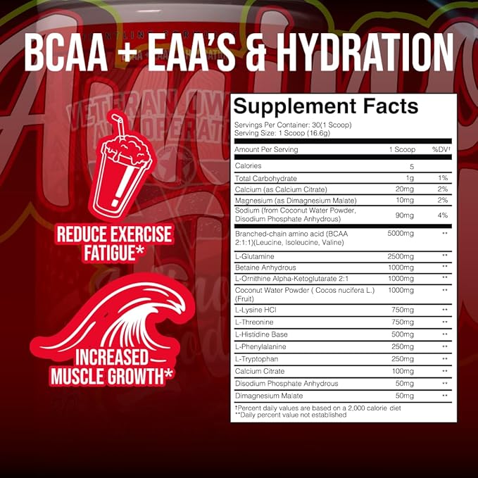 Amino Flood from BCAA + EAA Recovery &amp Hydration Formula – Muscle Support Electrolytes &amp Endurance – Amino Acid Supplement for Intra &amp Post Workout Margarita Twist