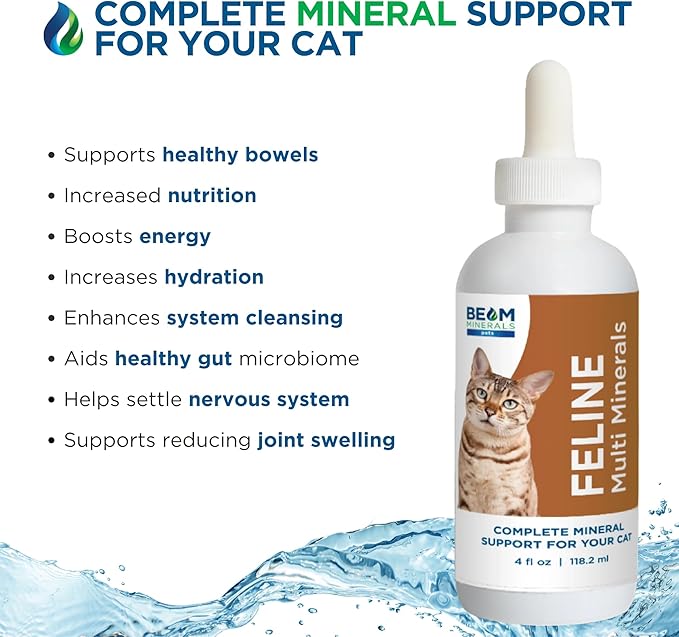 Beam Minerals Complete Feline Multi Minerals | Full-Spectrum Minerals for Cats | Contains Humic &amp Fulvic Acid | 4 fl Oz