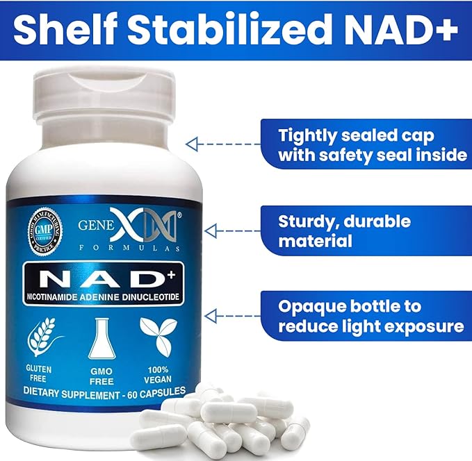 Genex Formulas NAD+ 250mg Serving 60 Capsules Nicotinamide Adenine Dinucleotide (Actual NAD+ Not a Precursor) (1)