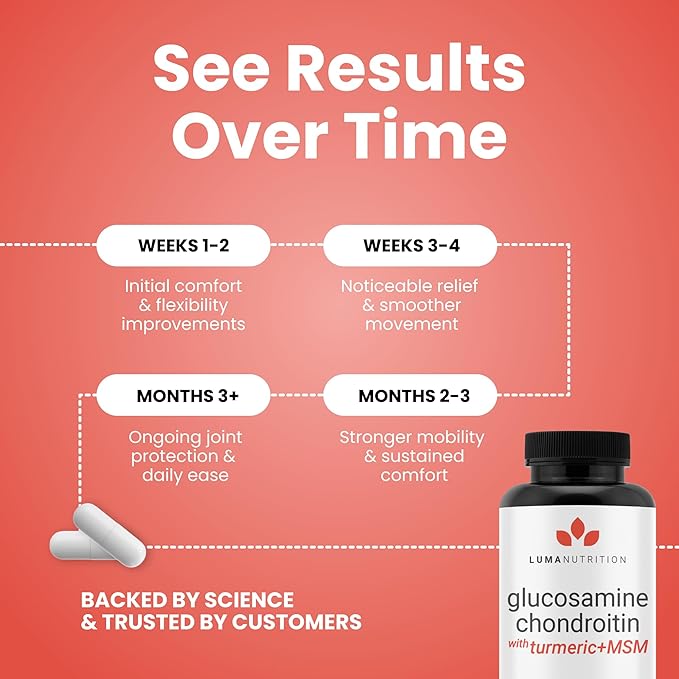 Luma Nutrition Glucosamine Chondroitin MSM - Turmeric Boswellia - Premium Supplement - for Men and Women - Joint Supplement - 90 Capsules