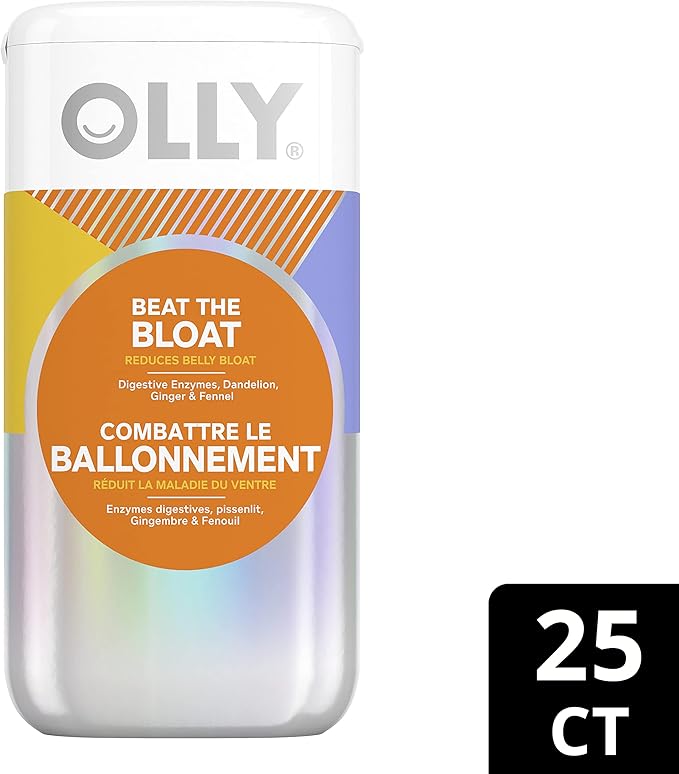 OLLY Metabolism Gummy Rings Apple Cider Vinegar Vitamin B12 Chromium Energy and Digestive Health Chewable Supplement (30 Count) and OLLY Beat The Bloat Capsules Digestive Support Enzymes Supplem