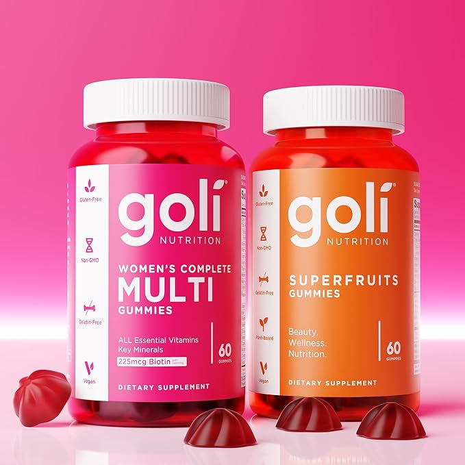 Goli Nutritional Supplement SuperFruits Beauty Gummy Vitamin - 120 Count - Collagen-Promoting Ingredients - Mixed Fruit Vegan Plant-Based Non-GMO Gluten &amp Gelatin Free