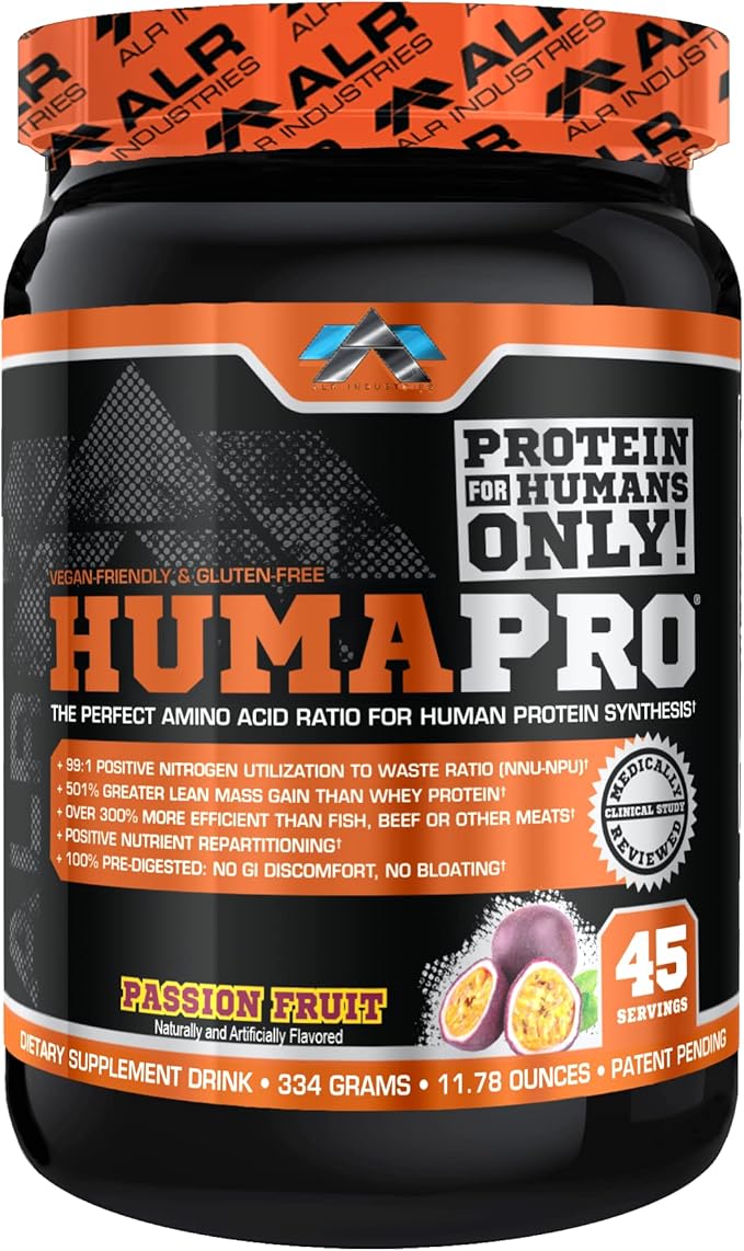 ALR Industries HumaPro Essential Amino Acid Formula | EAA Protein Supplement | Supports Muscle Recovery &amp Performance | Vegan Gluten Free | | 45 Servings (Passion Fruit)
