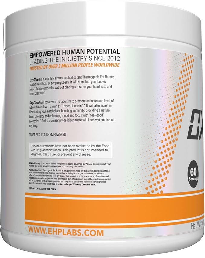 EHP Labs OxyShred Pre Workout Powder &amp Shredding Supplement - Preworkout Powder with L Glutamine &amp Acetyl L Carnitine Energy Boost Drink - Wild Melon 60 Servings
