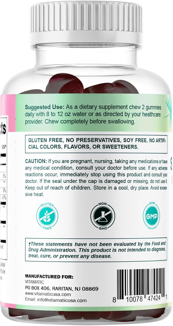 Vitamatic Pumpkin Seed &amp Saw Palmetto Gummies – Sugar-Free Botanical Extract – Natural Raspberry Flavor – Vegan Non-GMO Plant-Based Gummies – 60 Count - 2 Pack (120 Count)