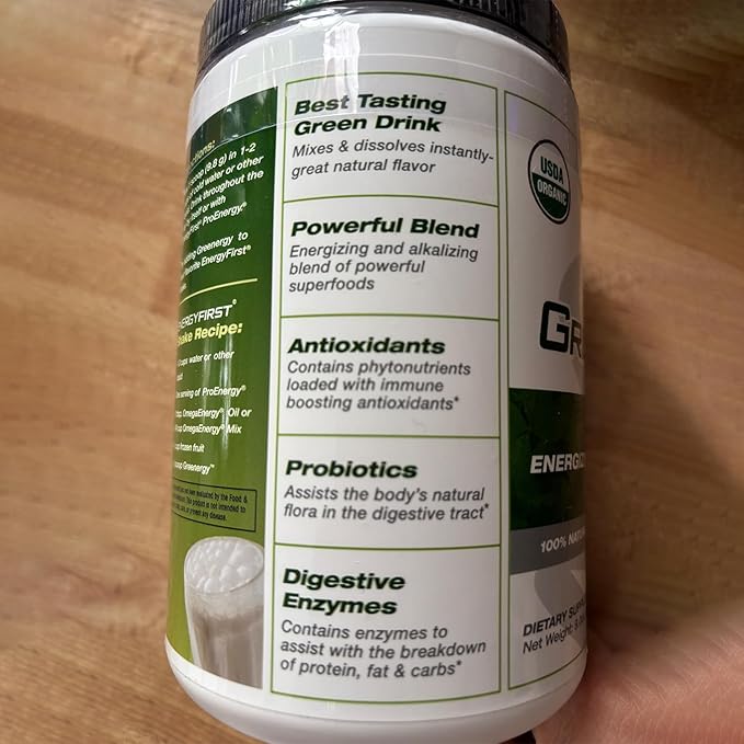 EnergyFirst Energize and Detoxify Greenergy Organic Superfood Powder - Vegan Gluten-Free Sugar-Free Non-GMO - 30 Servings for Daily Energy &amp Immunity Boost!