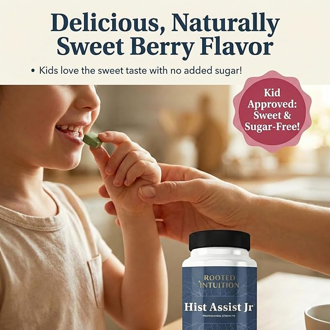 Hist Assist Jr – Kids Chewable Seasonal Support with Quercetin NAC Bromelain &amp Vitamin C | Tasty Berry Flavor | Non-GMO Gluten Free | 60 Chewable Tablets