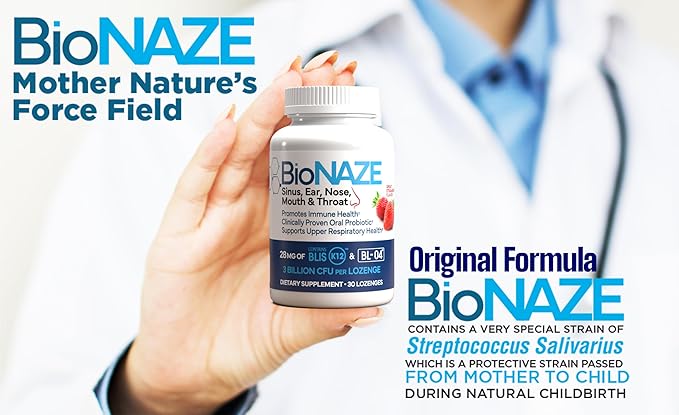 Bionaze Oral Probiotic BLIS K12 &amp BL-04 for Sinus Tonsil Stones Bad Breath Post Nasal Drip Throat &amp Mouth. Improve Upper Respiratory Health with Clinically Proven Oral Probiotics (2 Pack)