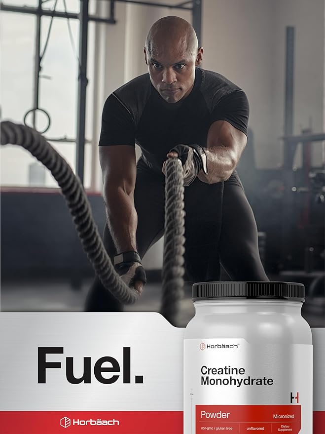 Horbäach Creatine Monohydrate Powder | 2.2lbs (35.2 oz) | Micronized and Unflavored | Vegetarian Non-GMO and Gluten Free Supplement