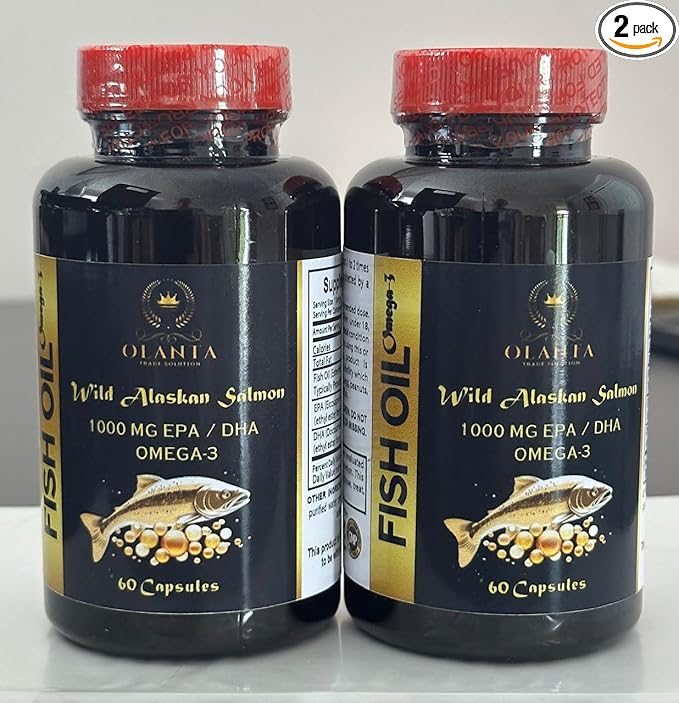 Wild Alaskan Fish Oil - Vitamin for Skin Immune Support Supplement Omega 3 Supplements Premium Omega 3 6 9 Fish Oil Concentrate - 2 Bottles 120 Capsules