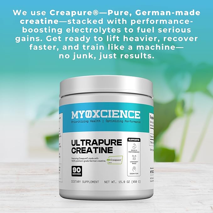 MYOXCIENCE Creapure® Creatine | 5 Grams German Creatine Monohydrate Per Serving | Supports Muscle Performance Lean Body Mass &amp Cognition (90 Serving Jar)