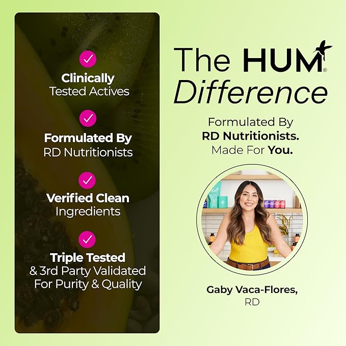 HUM Flatter Me Fiber Supplement for Women &amp Men Prebiotics &amp Digestive Enzymes to Support Weight &amp Bloating Digestive &amp Gut Health Fiber Powder Drink Mix - 10 Servings (Unflavored)
