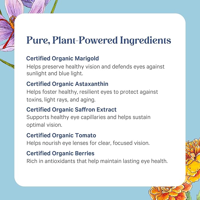 PURE SYNERGY Eye Protector | 100% Natural Vegan Eye Health Supplement | with Organic Astaxanthin Lutein &amp Zeaxanthin | for Healthy Vision (60 Capsules)