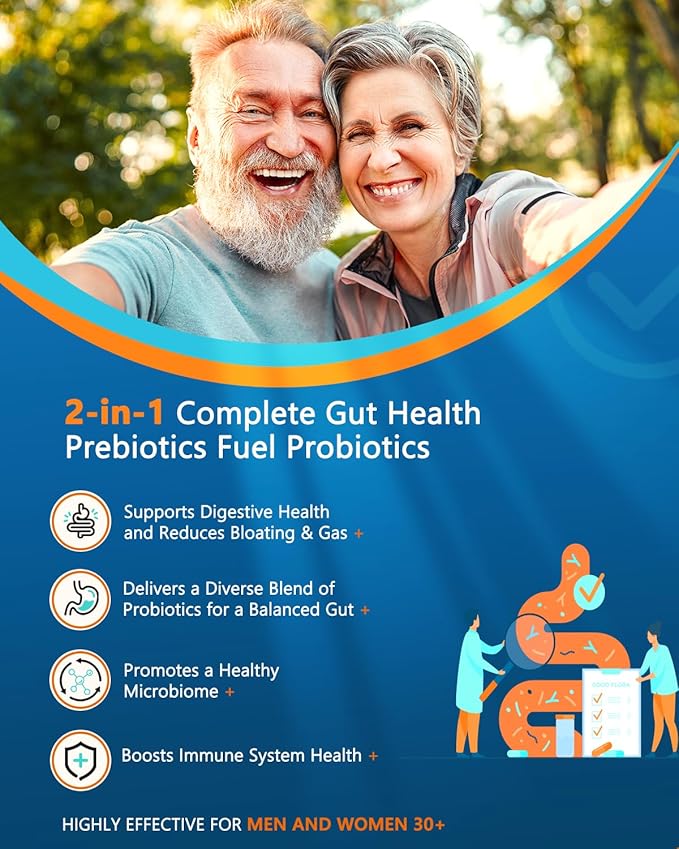 Total Gut Health Boost Bundle: Digestive Enzymes + 100 Billion Probiotics for Men &amp Women – Bloating Digestive Relief &amp Immune Support