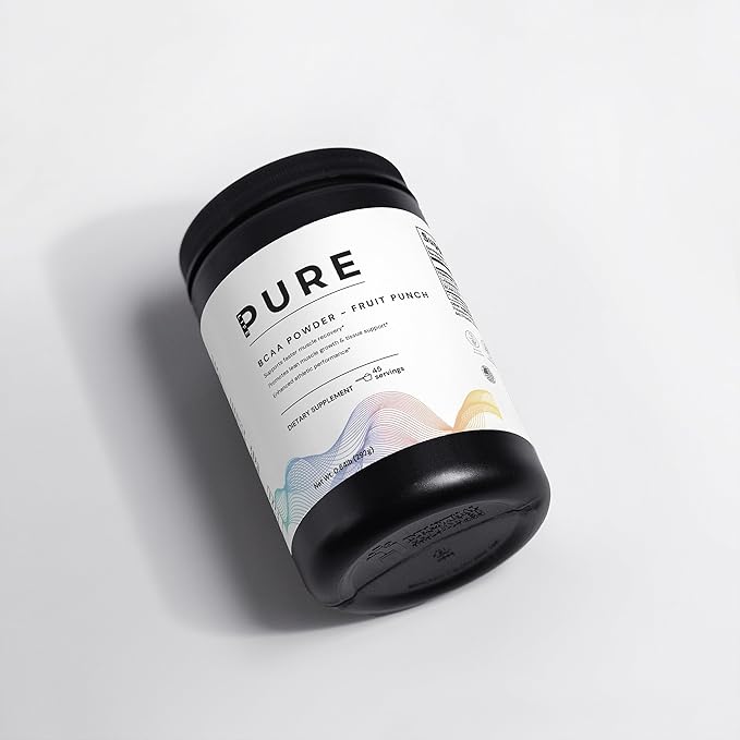 PURE LIFE BCAA Powder – Fruit Punch Flavor | 45 Servings | Clean BCAA Supplement with Glutamine for Muscle Recovery &amp Energy | Natural Workout Support for Men &amp Women