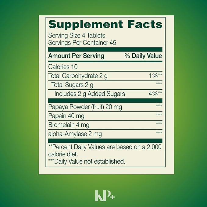 KP+ Papaya Enzyme Complex Chewable Tablets | Digestive Health Support | 180 Tablets | Pack of 2