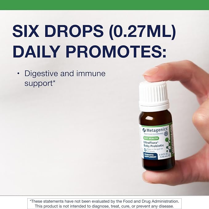 Metagenics UltraFlora Baby Probiotic - Baby Probiotic Drop - for Babies &amp Young Children - Kids Probiotics - with Bifidobacterium Animalis SSP. Lactis &amp Lactobacillus Rhamnosus GG - 0.19 fl oz