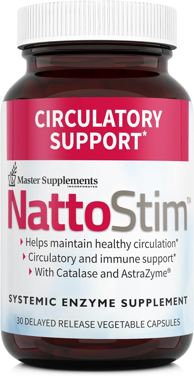 Master Supplements NattoStim - 30 Delayed Release Vegetable Capsules - Circulatory &amp Immune Support - Vegan Gluten Free - 30 Servings