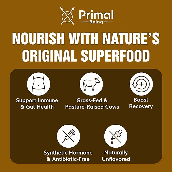Primal Being Grassfed Beef Colostrum - Supports Immune Function Gut Health Hair Anti-Aging Athletic Performance Recovery - 90 Grams unflavored Powder 3000 mg per Serving