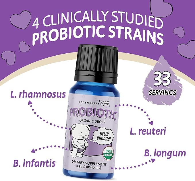 Legendairy Milk Baby Probiotic Drops Organic - Colic and Gas Drops for Newborns &amp Toddlers - Digestive Support Constipation Relief - Toddler Probiotic Supports Occasional Diarrhea &amp Gas 33 S