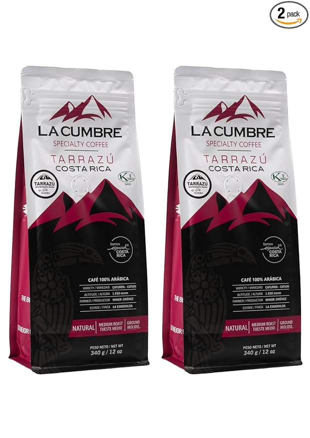 La Cumbre Specialty Coffee Ground Medium Roast Arabica Beans Low Acid Gourmet Vegan Kosher &amp Keto Friendly Natural Process 12 oz 2 Pack