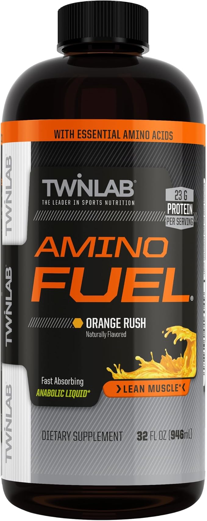 Twinlab Amino Fuel - Pre-Workout and Post-Workout Energy Drink &amp Supplement -32 fl oz Orange Rush