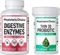 Physician's CHOICE - Beat Bloat + Support Weight Management Bundle: Digestive Enzymes 180ct + Thin-30 Probiotic 60ct - Value Pack