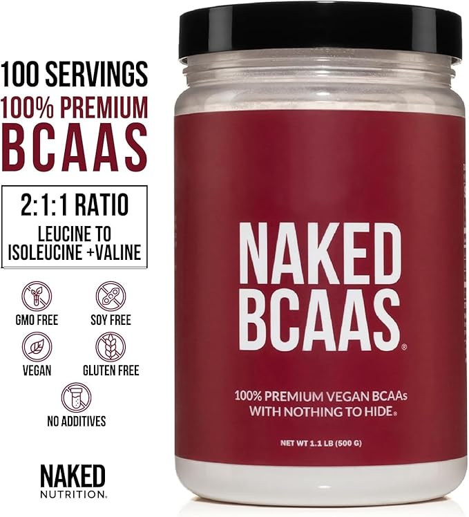 Unflavored Naked Naked BCAAs + Unflavored Naked Eaas Amino Acids Powder Bundle Vegan All Natural Essential Amino Acids 500 Grams