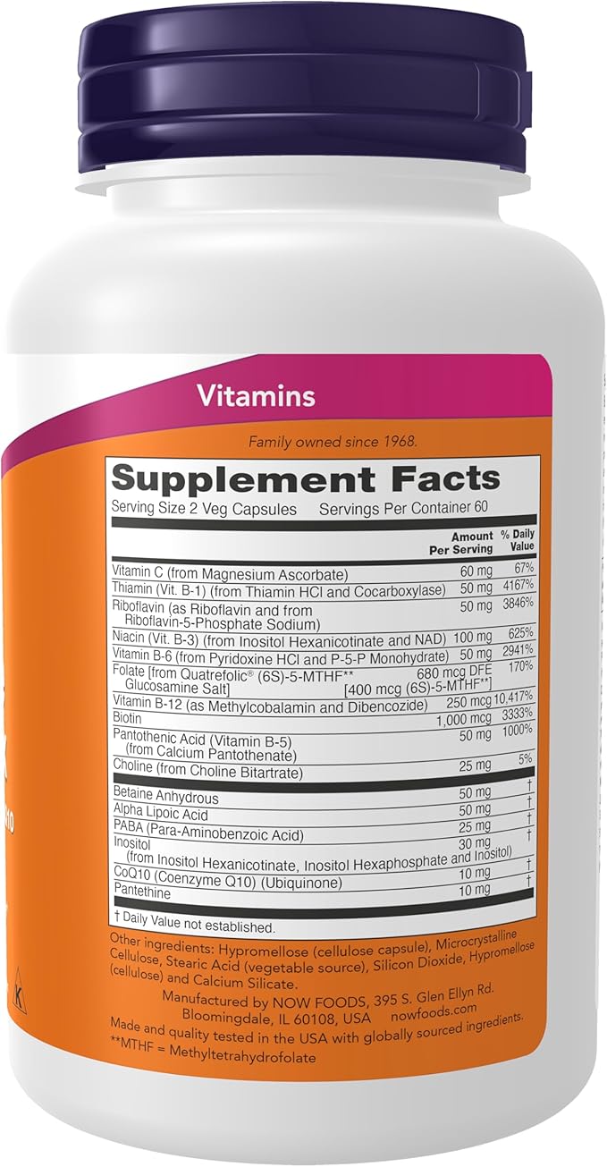 Now Supplements Co-Enzyme B Complex with Alpha Lipoic Acid and CoQ10 Nutritional Health 120 Veg Capsules